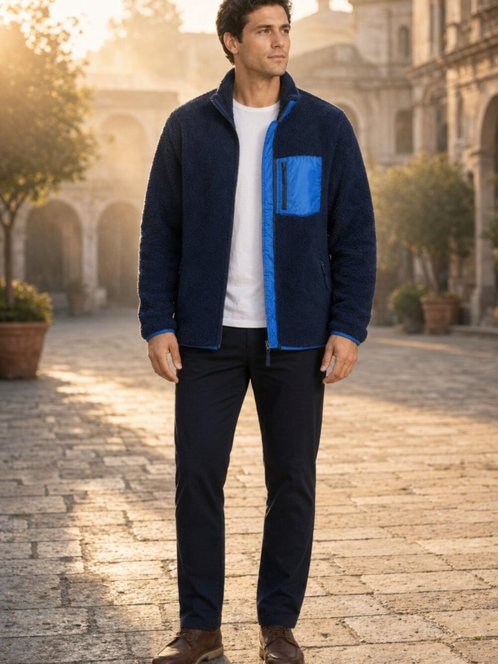 Pacific & Park Men Navy Sherpa Soft Courtyard Morning Soft Soft Soft Softly US S